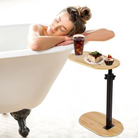 1Pc C-Shaped Bathtub Tray Table With Adjustable Height 360Degree Rotatable Desktop Freestanding Bath Caddy Against Wall Couch Bed Sofa Side Table