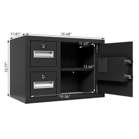 Steel Security Safe And Lock Box With Electronic Keypad - Secure Cash, Jewelry, ID Documents, Black,1.85 Cubic Feet
