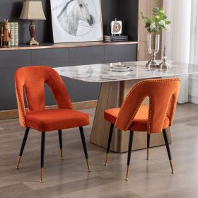 A A Furniture Akoya Collection Modern Contemporary Velvet Upholstered Dining Chair With Nailheads And Gold Tipped Black Metal Legs Orang Set Of 2