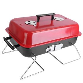 Portable Charcoal Grill Outdoor Tabletop Grill Small Barbecue Smoker Folding BBQ Grill With Lid For Camping Picnics Beach