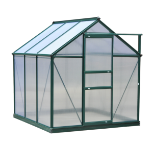 Walk In Greenhouse 6 X 6 X 7 Aluminum Polycarbonate Portable Garden Greenhouse With Rooftop Vent   UV-Resistant Walls Dark Green