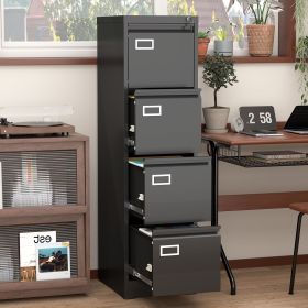 4 Drawer Vertical File Cabinet With Lock,Filing Cabinet, Metal Filing Cabinet For Home Office Organizer Storage Cabinet Letter Size A4 Legal File