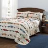Twin Size Lightweight Blue Orange Grey Race Cars 2 Piece Kids Quilt Set