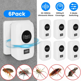 6-Pack Ultrasonic Insect Repellent - Dual Sound-Wave Tech