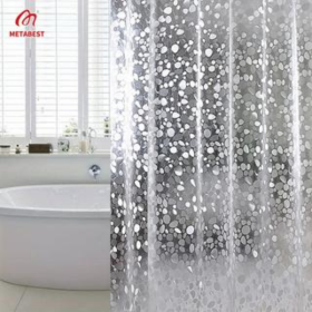 METABEST 3D Pebble Pattern Shower Curtain Liner Made Of Durable PEVA With Heavy-Duty Magnets For Showers And Tubs, 71 X 71 Inches, With 12 Hooks