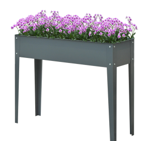 Metal Raised Garden Bed Planter Box 40 X 12 X 32 Dark Grey Durable Outdoor Gardening Solution