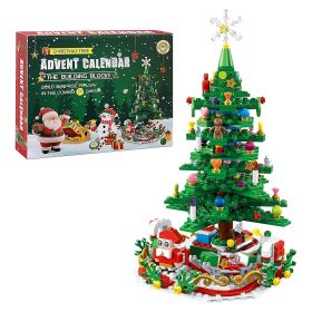2025 Year Christmas Tree Building Set With LED Light Tabletop Christmas Building Block 24 Days Christmas Countdown Calendar For Boys Girls 3-6