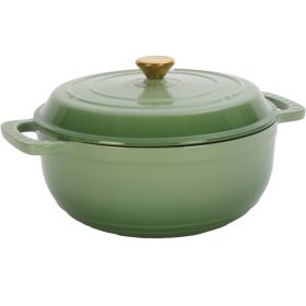 Cast Iron 6QT Cookware Gradient Green With Two Silicone Gloves Enameled Pot