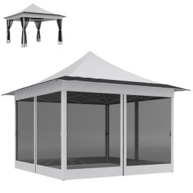 12 X 12 Ft. Canopy Tent With Mesh Netting,  Up Tent With Carry Bag For Garden, Patio, Light Gray