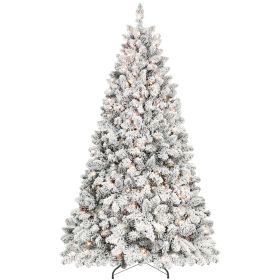 7ft Pre-lit Flocked Christmas Tree with 500 UL Lights & 45 Pine Cones & 1124 Tips Snow Frosted Artificial Xmas Tree