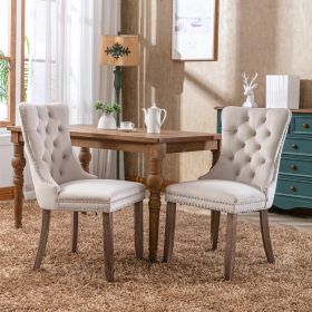 Nikki Modern, High-end Tufted Solid Wood Contemporary Velvet Upholstered Dining Chair With Wood Legs Nailhead Trim 2-Pcs Set,Beige, SW2001BG