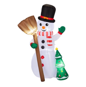 6.2FT Broom, Snowman And Tree, 3 LED 210D Polyester Christmas Inflatable Decoration, 12V,1000mA US Standard