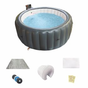 Inflatable Hot Tub, Portable Spa Pool, Outdoor Spa Center That Can Accommodate 2-3 People, With Lid And 6 Colored Light Beads