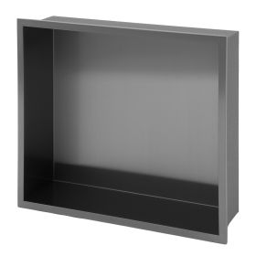 15 X 15 In Stainless Steel Shower Niche - Gunmetal Black, Waterproof, Easy Installation, Corrosion-Resistant