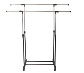 Black Sole Pole Double Pole Up, Down, Left, Right Telescopic Belt Shoe Rack Drying Rack
