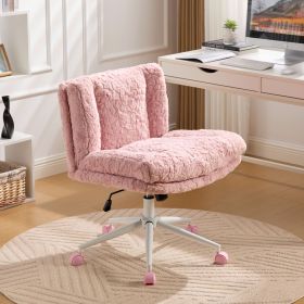 W26.4 Inch Wider Seat Office Chair,Artificial Rabbit Hair Home Office Chair With Metal Base,Adjustable Desk Chair Swivel Office Chair,Vanity Chair