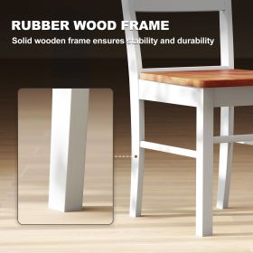 Farmhouse Dining Table Chairs, Set Of 2 Rubber Wood Kitchen Table Chairs With Open Back For Living Room, Light Gray