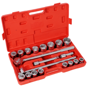 21PCS 3  4 DRIVE SOCKET SET 6 POINTS,SAE Size,Red Blow Case