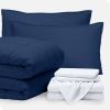 Full Navy Microfiber Baffle-Box 6-Piece Reversible Bed-in-a-Bag Comforter Set