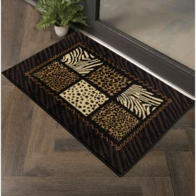 Tribes GC YLS4013 Black 2 Ft X 3 Ft Animal Print Area Rug (Option: Black Multi1)
