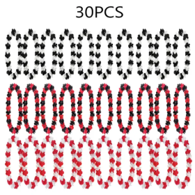 30 Pcs Racing Party Flower Leis Black White Red Mixed Color Silk Tropical Flower Necklace (Option: Style1)