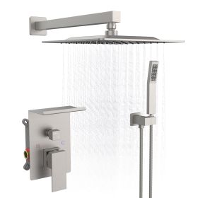 Rainwater Shower System With Storage Rack, Unable To Ship On Weekends (Option: Brushed Nickel)