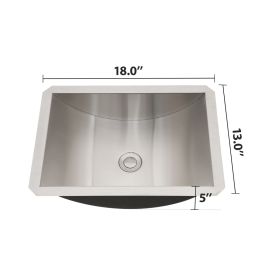 Brushed Nickel Stainless Steel Undermount Bathroom Sink With Pop-Up Drain, Easy To Clean, Durable, Noise-Reducing (Option: 1813IN)