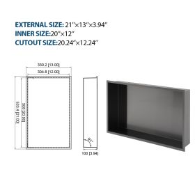 Stainless Steel Shower Niche, Gunmetal Black, Waterproof,  Leak-Free, Rust-Resistant,Easy Installation, Corrosion-Resistant (Option: B2113IN)