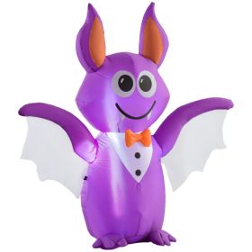 Outsunny 6ft Inflatable Halloween Decoration Bat, Blow Up Outdoor LED Yard Display, Waterproof (Color: Purple)