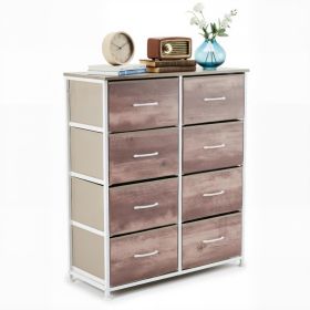 Tall Dresser Fabric Storage Tower ,Wooden Top For Kid Room, Closet, Entryway, Nursery (Option: Oak color8BC)