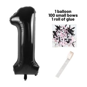 40 Inch Black Number Balloons With  Ribbon Bow 1 Roll Glue Point (Option: W13613490)