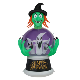 5.9ft Witch & Crystal Ball Inflatable Halloween Decoration (Option: D0102HQ1YVY)