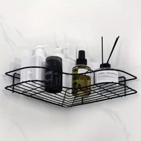 1pc Wall Mounted Bathroom Shelf, Shower Caddy Rack, No Punching Triangle Storage Rack For Bathroom Kitchen, Bathroom Accessories (Option: Black1)
