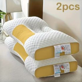YBZ 3D Knitted Cotton Massage Pillow 2pack (Color: Yellow)