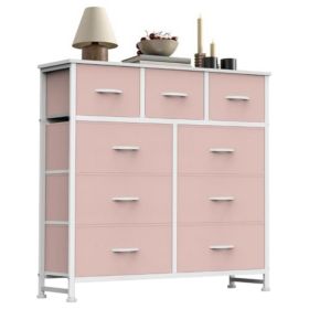 Tall Dresser Fabric Storage Tower ,Wooden Top For Kid Room, Closet, Entryway, Nursery (Option: Pink9BC)