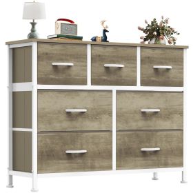 Tall Dresser Fabric Storage Tower ,Wooden Top For Kid Room, Closet, Entryway, Nursery (Option: Oak color7BC)