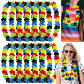 24 Colorful Hawaiian Leis Back To School Party Photo Booth Prop Tropical Flower Necklace Leis For First Day Of School Teacher Appreciation Gradua (Option: Style1)