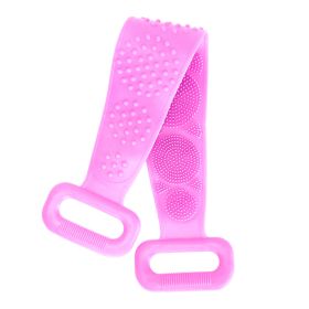 Silicone Back Scrubber Belt For Shower Exfoliating Foaming Body Wash Strap Brush Bristles Massage Dots With Adhesive Hook (Color: Purple)