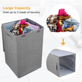 1Pc Foldable Laundry Hampers Washing Clothes Laundry Basket With Lid Handles Storage Organizer (Option: Grey-1Pc)