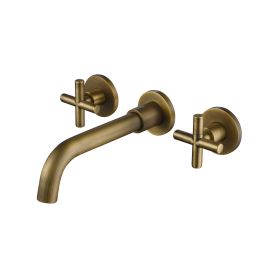 Bathroom Faucets, Wall-mounted Bathroom Sink Faucets (Option: Gold color)