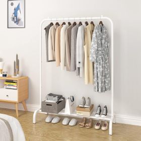 1Pc 33lbs Loading Garment Racks Freestanding Clothing Racks Clothes Rack Stands Organizer With Bottom Shelf For Dormitory Home (Color: White)