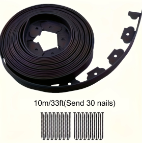 Landscape Edging Strips, With Anchored Tips, Unexcavated Garden Edging Kits, Plastic Flexible Garden Bed And Lawn Courtyard Paving Stone Pathways (Color: Black)