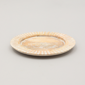 Handcrafted 13 Wood Charger Plate   Wooden Dinning Placemat Artisan Wood Tableware (Option: Beige1)