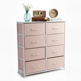 Tall Dresser Fabric Storage Tower ,Wooden Top For Kid Room, Closet, Entryway, Nursery (Option: Pink8BC)