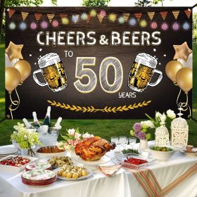 72x44 Inch Cheers To 50 Years Birthday Party Backdrop - Happy 50th Anniversary Banner Decoration-Selling On Amazon Is Prohibited (Color: Red)