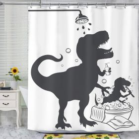 1pc Dinosaur Bath Silhouette Printed Shower Curtain, Waterproof Bathroom Shower Curtain With Hooks, Bathroom Accessories, Room Decor (Option: Black180)