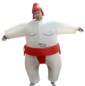 Sumo Inflatable Costume For Boys Wrestler Blow Up Jumpsuit Fancy Dress Wrestling Suit For Party Halloween Christmas Cosplay-Only Supports Self-pickup. (Color: Red)