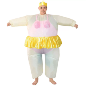 Inflatable Costume Ballet Game Cloth Adult Funny Blow Up Suit Halloween Men's Costume Purple Cosplay, Plus Size-Only Supports Self-pickup. (Color: Pink)