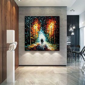 Hand Painted Oil Painting Original Romantic Cityscape Oil Painting On Canvas Large Wall Art Abstract Colorful Forest Painting Custom Tree Paintin (Style: 01, size: 90x90cm)
