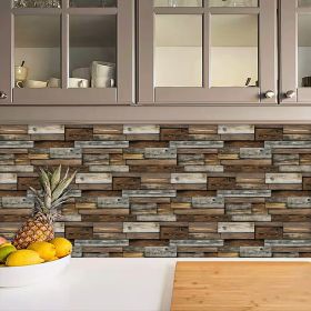 12 PCS Alien Light Brown Wood Grain Wall Sticker Self-Adhesive Wall Decals For Room Decor - Oil-Proof Durable, Easy To Clean (PCS: 12MW010)